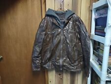 Vintage mens guess leather jacket xl Brown Grey Zip Out for sale  Shipping to South Africa