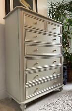 Very Large Painted Antique Pine Chest Of Drawers Dresser Beige Grey, used for sale  Shipping to South Africa