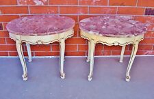 Par VTG Importado Portugués PINK Marble Top French Provincial Style End Tables  segunda mano  Embacar hacia Argentina