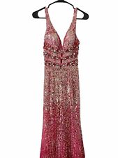 Vestido de formatura Sherri Hill tamanho 0 rosa quente longo vestido de noite strass frisado comprar usado  Enviando para Brazil