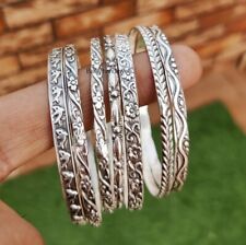 Sterling Silver Set of 7 Designer Stackable Boho Engraved Bangles for Women  SD for sale  Shipping to South Africa