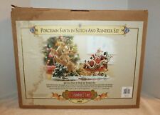Grandeur Noel 2003 Santa In Sleigh & Reindeer Set Porcelain Collector's Edition for sale  Terre Haute