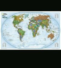 Usado,  Cartel grande de murales de mapa del mundo - National Geographic 20 x 32" 2014 doble cara segunda mano  Embacar hacia Argentina