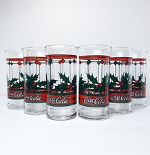 Vintage Coca Cola Coke Christmas Tumbler Holly Berry Holiday Stained Glass Set 6 for sale  Shipping to South Africa
