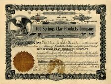Used, Hot Springs Clay Products Co. - Stock Certificate - General Stocks for sale  Shipping to South Africa