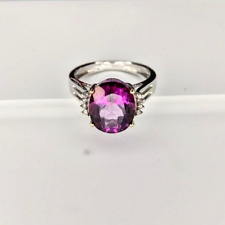 9ct Gold Diamond Ring Purple Mystic Topaz Ring Size K - 9ct White Gold, used for sale  Shipping to South Africa