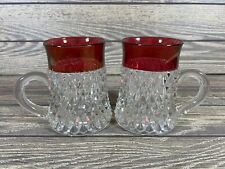 Diamond Point Ruby Beer Stein Mugs by Indiana Glass for sale  Shipping to South Africa