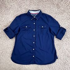 Usado, Camisa feminina Tommy Hilfiger azul marinho manga longa gola redonda botão G comprar usado  Enviando para Brazil