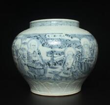 Usado, Vaso de porcelana chinês antigo azul e branco com Buda Tianshun MK 31CM comprar usado  Enviando para Brazil