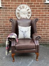 Brown leather wingback for sale  BATLEY