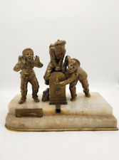 Antique Dominique Alonzo Bronze French Sculpture 3 Boys Playing w/ Marble Base for sale  Shipping to Canada