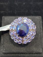 NATURAL SAPPHIRE 15X13  TANZANITE NATURAL DIAMOND STERLING SILVER 925 RING for sale  Shipping to South Africa