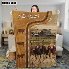 Personalized Beefmaster Cattle In Field Farmhouse, Fleece Blanket for sale  Shipping to South Africa