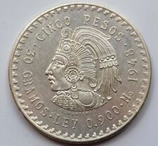 Moneda de plata de 30 g México Cinco 1948 5 pesos Cuauhtémoc segunda mano  Embacar hacia Argentina