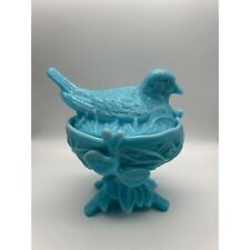 Vintage Westmoreland Blue Milk Glass Bird on a Nest Candy Dish, used for sale  Shipping to South Africa