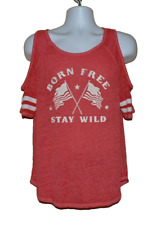 Camisa Feminina Moderna Lux Ombro Frio "Born Free Stay Wild" Tamanho G, usado comprar usado  Enviando para Brazil