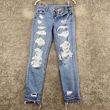 Jeans feminino American Eagle Outfitters Tomgirl tamanho 0 azul cintura média bainha crua, usado comprar usado  Enviando para Brazil