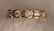 14ct Gold Half Eternity QVC Pink And White Diamonique Ring, used for sale  WEYBRIDGE