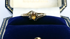 Citrine & Diamond Vintage Ring  9ct Gold Size L 1/2 for sale  LIVERPOOL