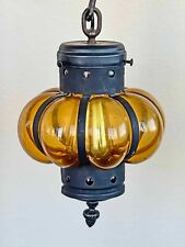 Pingente de lanterna de vidro vintage âmbar enjaulado abóbora bolha estilo marroquino, usado comprar usado  Enviando para Brazil