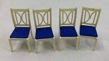 Juego de 4 mini sillas de plástico para comedor para casa de muñecas blancas y azules segunda mano  Embacar hacia Argentina