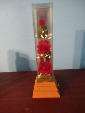 Usado, Caixa de música vintage de seda rosas vermelhas 12" de altura em estojo de vidro com espelho traseiro comprar usado  Enviando para Brazil