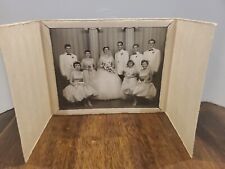 Foto de festa de casamento vintage 8x10 em papelão dobrável moldura aberta década de 1950 preto branco comprar usado  Enviando para Brazil