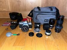 MINOLTA SRT101 35MM CAMERA, BAG, 5 LENS, FLASH, COVER AND MORE for sale  Shipping to South Africa