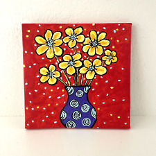 Original Yellow Flower Bouquet Expressionism Painting 10x10" Canvas for sale  Shipping to South Africa
