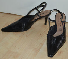 Tamaris Womens Sandals Size D 39/UK 6 Leather Indoor and Outdoor, Black, Kitten Heel myynnissä  Leverans till Finland