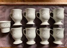 8 Pfaltzgraff Heirloom Coffee Cups Footed Pedastal Mug White Flowers Candle Lamp for sale  Shipping to South Africa
