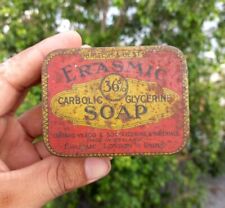 Jabón de glicerina carbólica eerasmica vintage antiguo raro de colección litografía caja de lata de Londres, usado segunda mano  Embacar hacia Mexico
