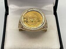 925 Sterling Silver Krugerand COIN Men Or Women Ring In 14K Yellow Gold Plated for sale  Shipping to South Africa
