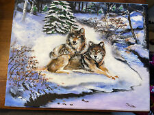 Wolf painting unframed for sale  Manchester