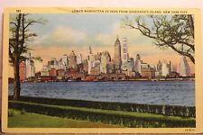 Cartão postal antigo vintage com vista para cartão New York NYC Governor's Island Lower Manhattan, usado comprar usado  Enviando para Brazil