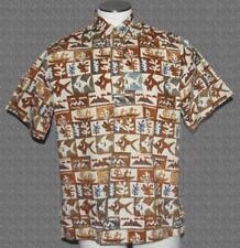 VTG AVI Kahala Hawaiian Tribal Fish Canoes Leaves Pullover Button Shirt Men's L for sale  Shipping to South Africa