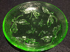 Green Vaseline glass dragonfly bowl insect animal uranium candy dish / ice cream for sale  Shipping to South Africa
