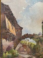 Watercolour Timber Framed Houses by a stream c1920 for sale  HOVE
