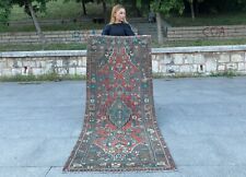 ANTIQUE 80-90 YEARS OLD VINTAGE RUNNER HANDKNOTTED TRIBAL WOOL BOHO RUNNER RUG for sale  Shipping to South Africa