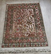 120 x 80 cm silk carpet gold brocade Hereke Turkish signed tapestry  for sale  Shipping to South Africa