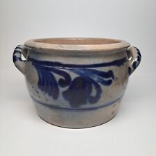 Antique German WESTERWALD Salt Glazed Blue Gray Stoneware 2 Handled Crock Pot for sale  Shipping to Canada