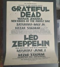 Póster de concierto de 1973 Grateful Dead & Led Zeppelin Kezar Stadium raro segunda mano  Embacar hacia Argentina