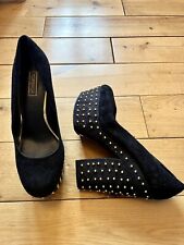 Topshop Black Suede High Heel Platform Shoes With Hold Studs Size 7 40, used for sale  Shipping to South Africa