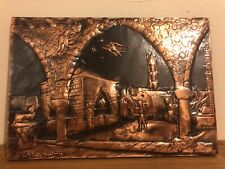 Mid Century COPPER PLAQUE Cypriot CITYSCAPE Vintage, used for sale  Shipping to South Africa
