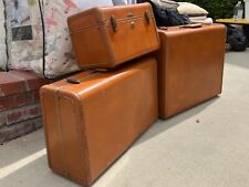 leather 3 suitcases vintage for sale  Tustin