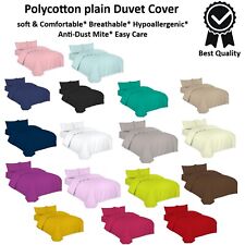 100%PolyCotton Plain Dyed Duvet Quilt Cover with Matching Pillowcase Bedding Set, used for sale  Shipping to South Africa