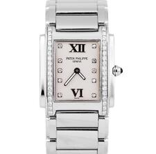 Usado, Relógio de quartzo feminino Patek Philippe vinte e 4 aço inoxidável diamante 25 mm 4910/10 comprar usado  Enviando para Brazil