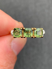 9ct gold three stone peridot & diamond ring,  9k 375 for sale  Shipping to South Africa