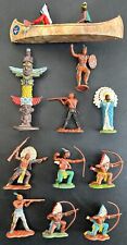 12 x vintage 1970s Britains Wild West Native Red Indians incl.canoe & totem pole for sale  Shipping to South Africa