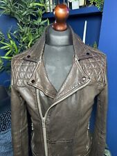 All Saints Conroy Leather Jacket Brown Star Lord Biker Moto Mens Medium for sale  Shipping to South Africa